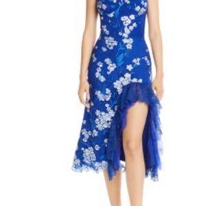 Bronx and Banco Blue Asymmetrical Ruffled Sundress